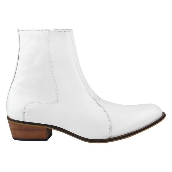 LIBERTYZENO Men's Leather High Ankle Zipper Retro White Boots - Picture 5 of 7